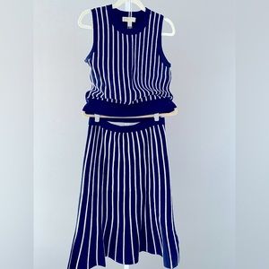 Michael Kors Navy/White stretch viscose 2 piece dress